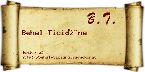Behal Ticiána névjegykártya