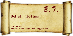 Behal Ticiána névjegykártya